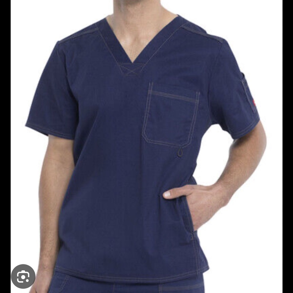 Dickies Gen Flex Medical Scrubs Top for Men V-Neck 81722, Navy